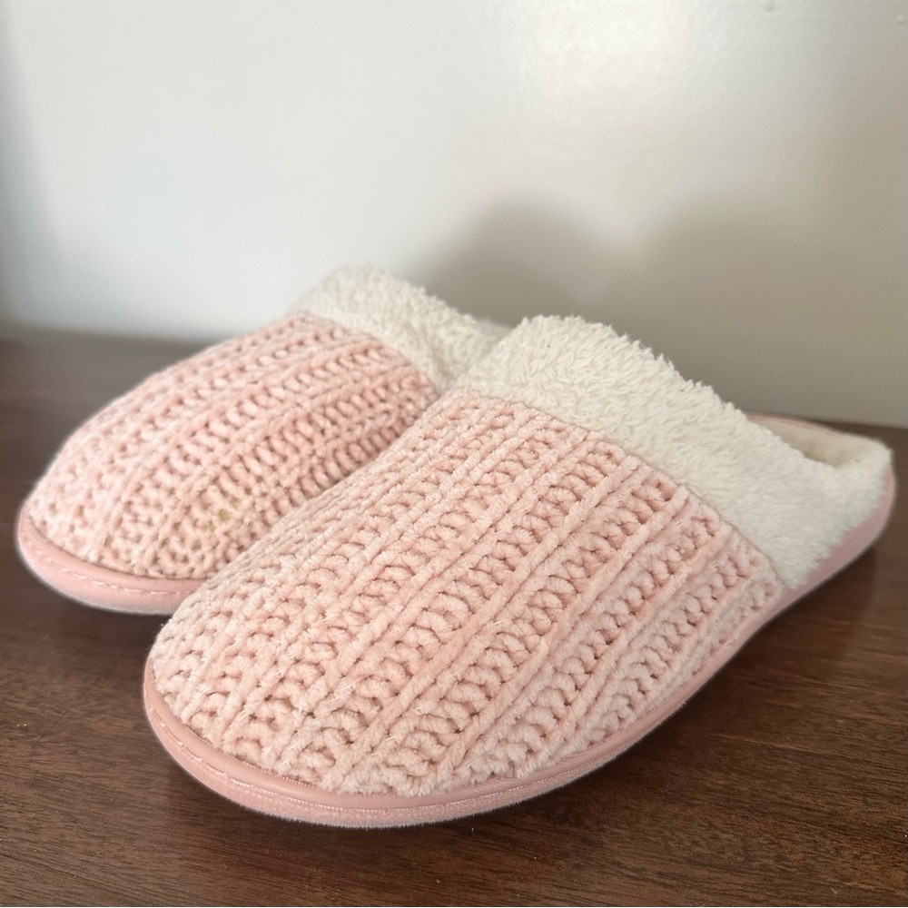 Cozy Pink knit chenille slippers